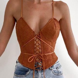 Hallow-out V-neck Crop Camisole Top