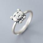 925 Sterling Silver Pig Open Ring Silver - One Size