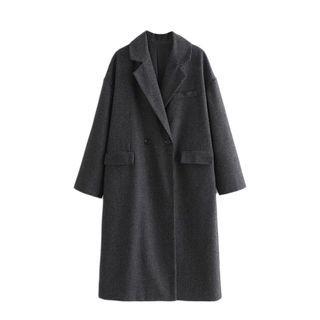 Double Buttoned Houndstooth Woolen Coat
