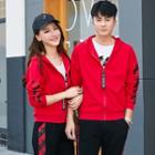 Couple Matching Set: Short-sleeve T-shirt + Hooded Zip-up Jacket + Sweatpants