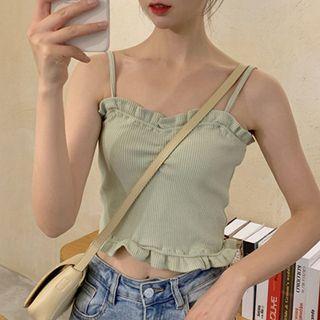 Ruffle Trim Cropped Camisole Top