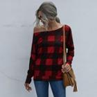 One-shoulder Gingham T-shirt