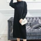 Long-sleeve Plain Midi Knit Dress