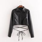 Lace Up Faux Leather Jacket