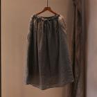 Drawstring Dotted Midi Skirt Dark Gray - One Size