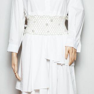 Faux Pearl Waist Belt White - One Size