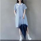 Striped Short Sleeve Polo Shirtdress
