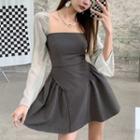 Detachable-sleeve Mini A-line Dress