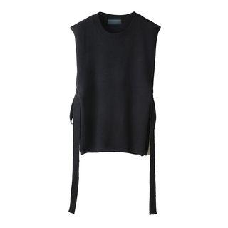 Side Tie Knit Vest Black - One Size