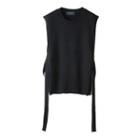 Side Tie Knit Vest Black - One Size