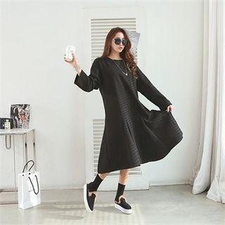 Brushed-fleece Lined Midi Flare Pullover Dress