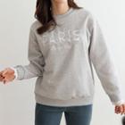 Lace-trim Lettering-embroidered Sweatshirt