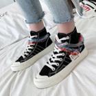 Lettering Strap Canvas High-top Sneakers