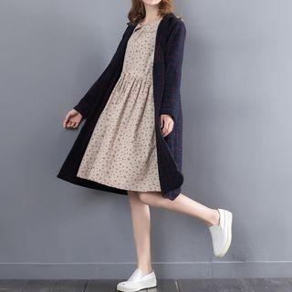Plaid Knit Long-sleeve Dress