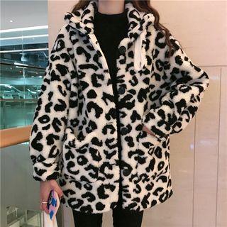 Leopard Loose-fit Coat White - One Size