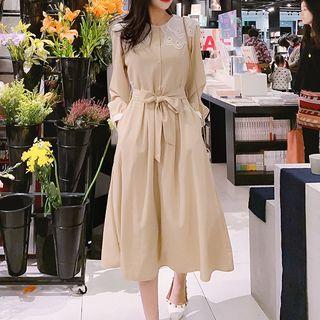 Organza Collar Midi Shirtdress