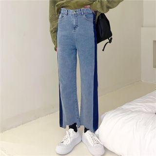 Mid Rise Panel Cropped Jeans
