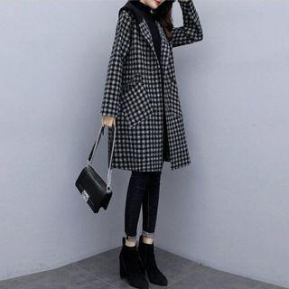Gingham Single-breasted Coat