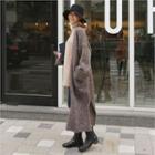 Open-front Melange Long Cardigan