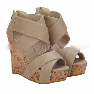 Cross Strap Wedge Sandals