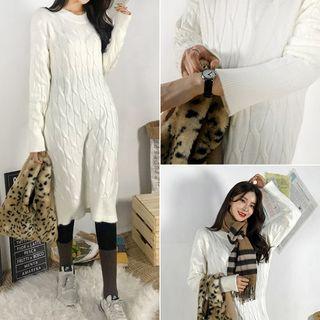Round-neck Midi Cable-knit Dress