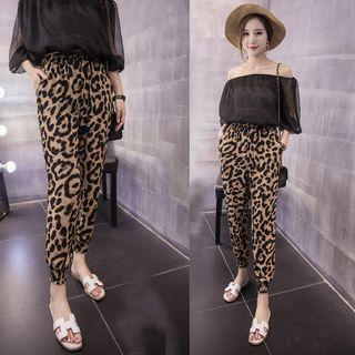 Leopard Chiffon Harem Pants