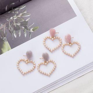 Faux Pearl Heart Bobble Dangle Earring