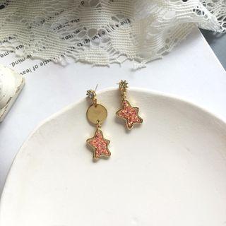 Non-matching Rhinestone Sequin Star Dangle Earring