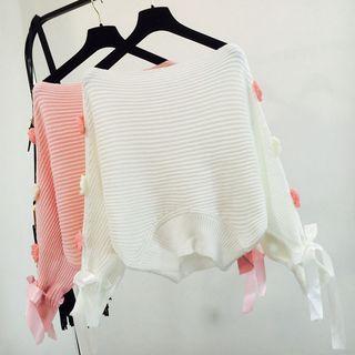 Jacquard Lantern Sleeve Knit Top
