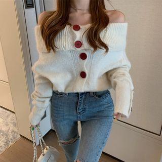 Off-shoulder Loose-fit Cardigan