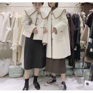 Contrast Trim Button Jacket / Coat