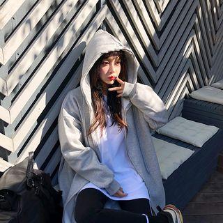 Zip-up Loose-fit Long Hoodie
