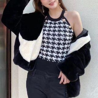 Houndstooth Halter Camisole Top