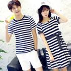 Couple Matching Stripe T-shirt / Short-sleeve Dress