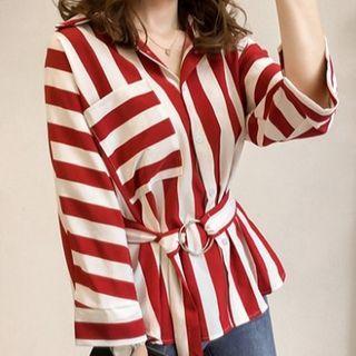 Striped Tie-waist Blouse / Camisole Top