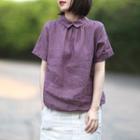 Short-sleeve Back Buttoned Top