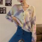 V-neck Tie-dyed Cardigan