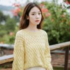 Cable-knit Sweater Yellow - One Size