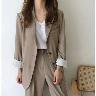 Single Button Blazer / Wide Leg Pants