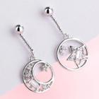 Non-matching Rhinestone Moon & Star Dangle Earring Earring Backs - Silver - One Size