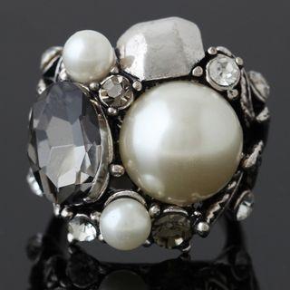 Faux Pearl Gemstone Ring