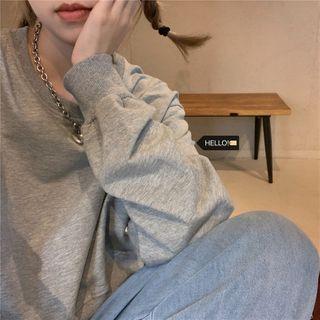 Plain Long-sleeve Cropped Top - 3 Colors