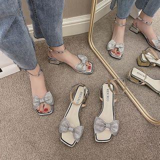Low-heel Bow-accent Sandals