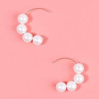 Faux Pearl Hoop Earring 1 Pair -  Hook Earring - One Size