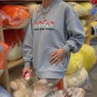 Mushroom Print Long-sleeve Sweatshirt