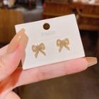 Bow Rhinestone Alloy Earring E5173 - 1 Pair - Gold - One Size