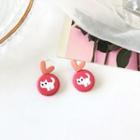 Cartoon Cat Heart Stud Earring 1 Pair - Cat - Red - One Size
