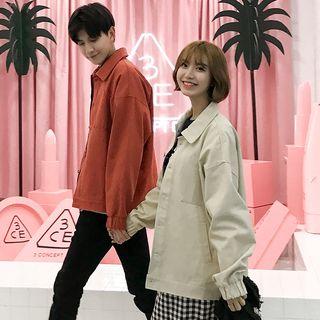 Couple Matching Applique Buttoned Jacket