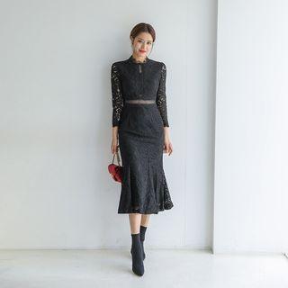 Full Lace Midi Mermaid Dress