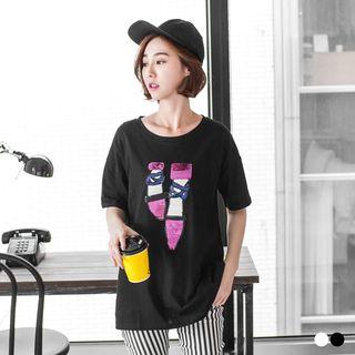 Sequined T-shirt Black - Xl